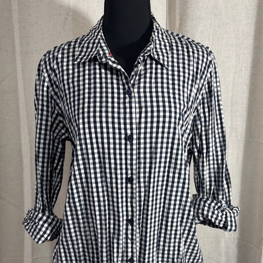 Basic Editions Black and White Gingham Shirt Dress